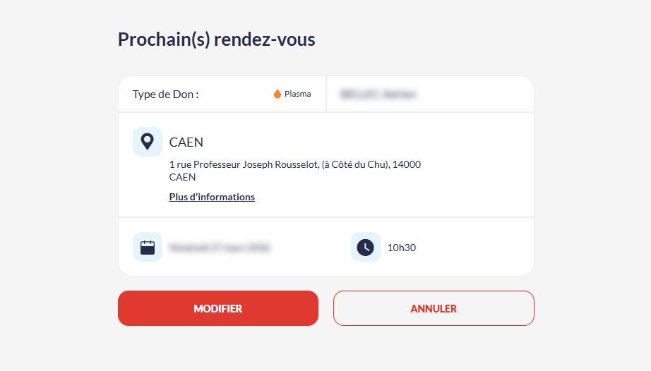 Aperçu de l'espace donneur de sang